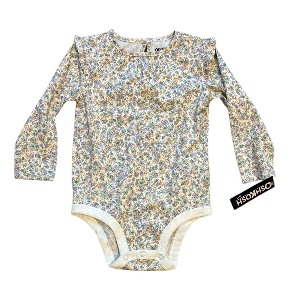 OshKosh B'gosh Multicolor Floral Baby Bodysuit Long Sleeve Size 18M New